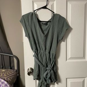 Green V neck Romper